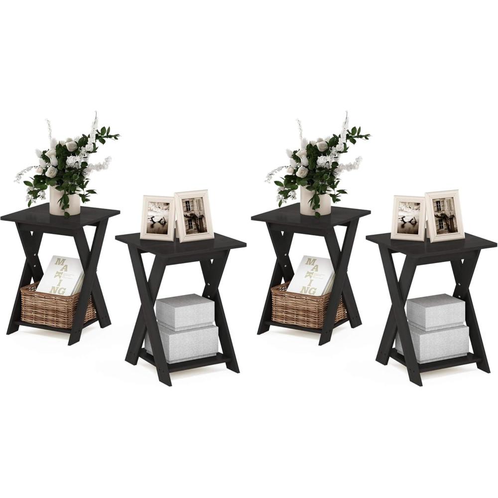 imageFurinno Modern Simplistic End Table Set 4Pack EspressoEspresso