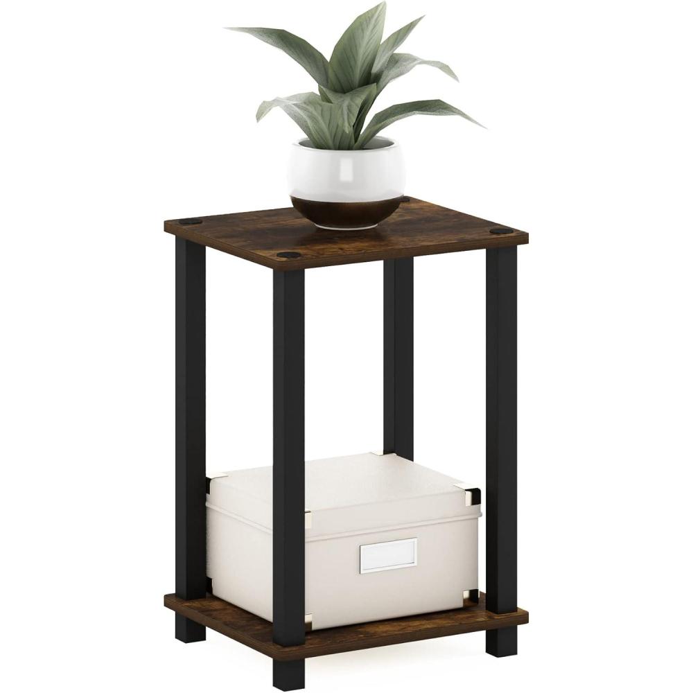 imageFurinno Simplistic End Table 2Pack French OakBlackAmber PineBlack