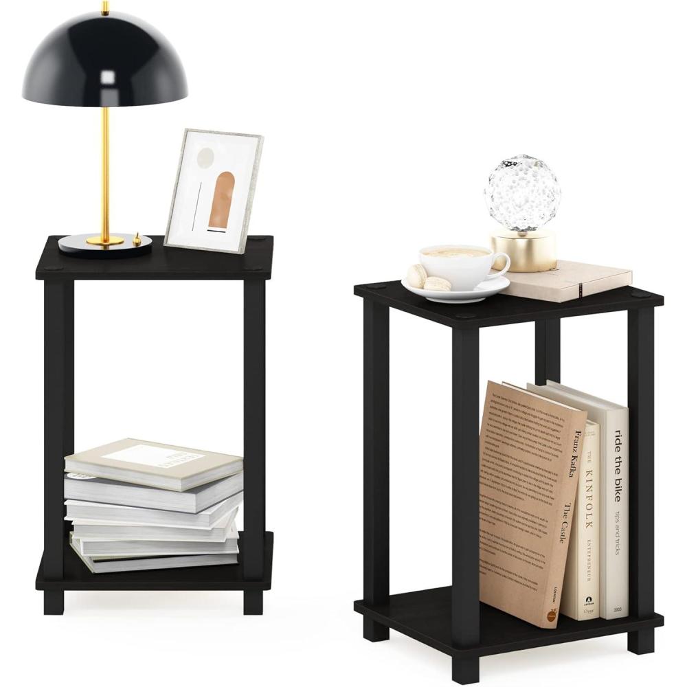 imageFurinno Simplistic End Table 2Pack French OakBlackEspressoBlack