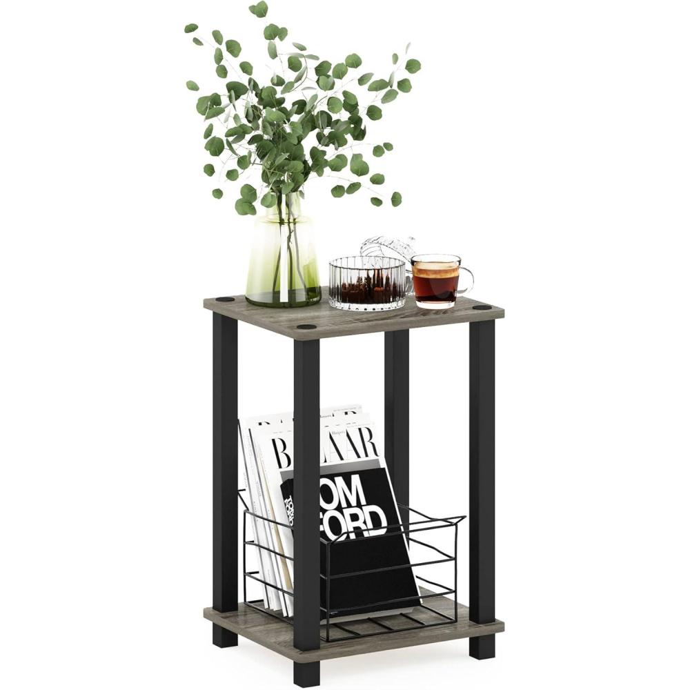 imageFurinno Simplistic End Table 2Pack French OakBlackFrench OakBlack