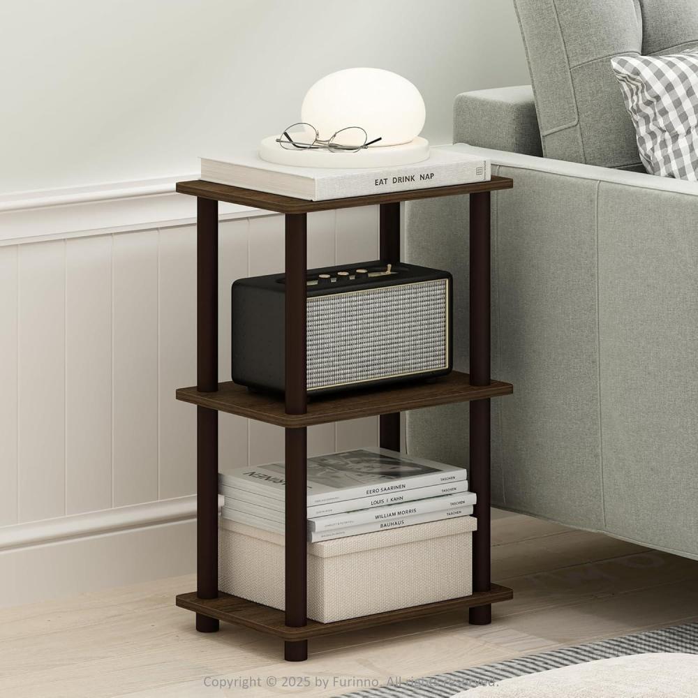 imageFurinno Simplistic End Table 2Pack French OakBlackWalnutBrown
