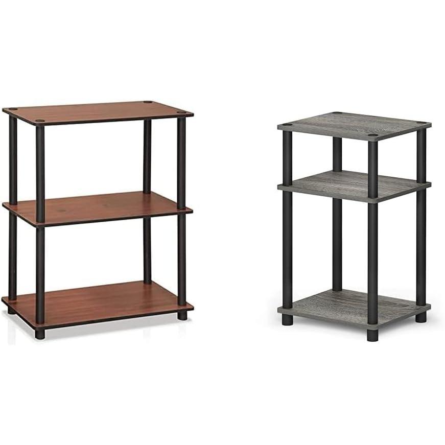imageFurinno TurnNTube 3Tier Compact Multipurpose Shelf Display Rack Dark Cherry amp Just 3Tier TurnNTube End TableSide TableNight StandDark Cherry