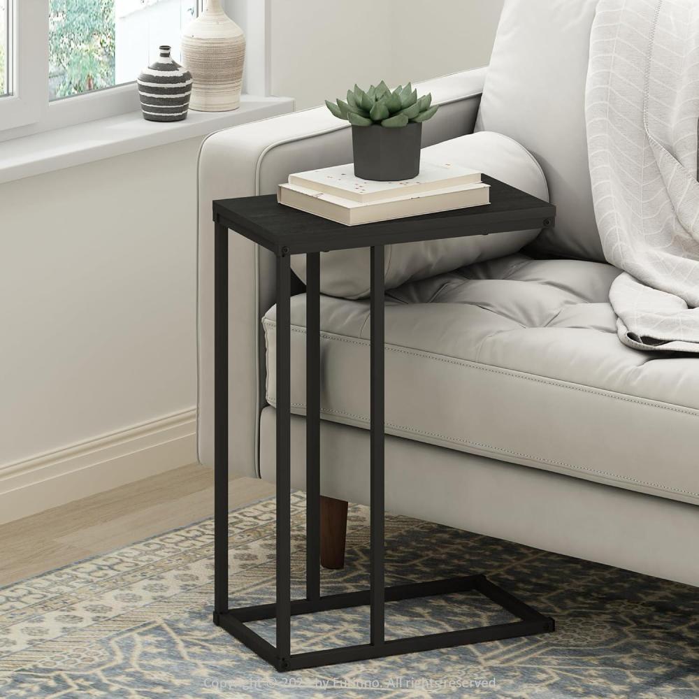 imageFurinno TurnNTube Side Table 2Tier Oval Sofa End Table with Wheels Round Corner Night Stand Bedside Table with Open Shelf Toolless Assembly for Living Room Bedroom Amber OakAmericano
