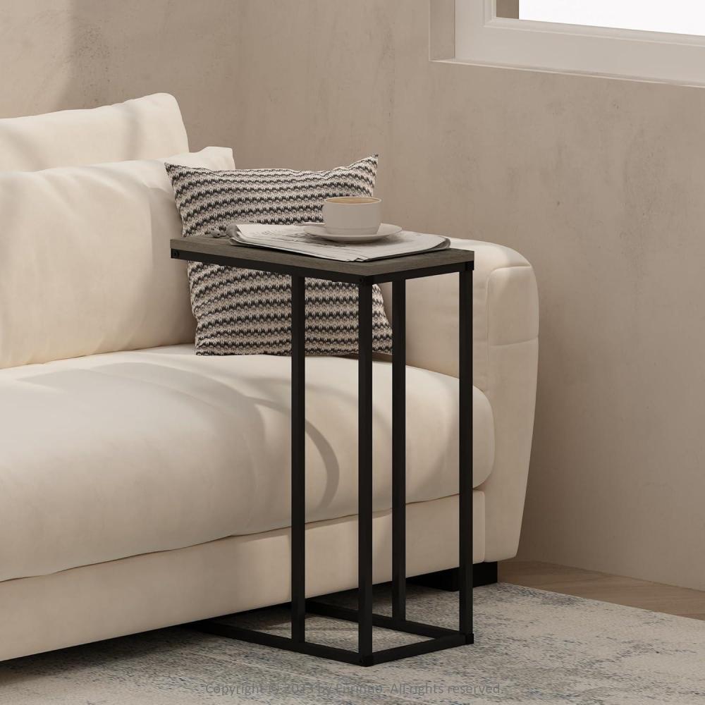 imageFurinno TurnNTube Side Table 2Tier Oval Sofa End Table with Wheels Round Corner Night Stand Bedside Table with Open Shelf Toolless Assembly for Living Room Bedroom Amber OakFrench Oak Grey