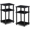 Furinno 3-Tier End Table and Coffee Table Set (2-Pack)(Americano/Black)