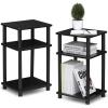 Furinno 3-Tier End Table and Coffee Table Set (2-Pack)(Americano/Black)