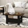 Furinno Andrey Coffee Table with Bin Drawer, Amber Pine/Black Small Non-Lift Top Simplistic Set of 2 End Table, 2-Pack, Amber Pine/Black