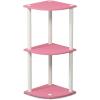 Furinno Andrey End Table/Side Table/Night Stand/Bedside Table with Bin Drawer, Pink/Light Pink & Turn-N-Tube 3-Tier Reversible Corner Display Rack Multipurpose Shelving Unit, Pink/White