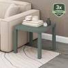 Furinno Classic Homey Square Parsons Side End Table, Set of 2, Black(Sage Green)