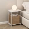 Furinno Classic Night Stand Set of 2, Triple Thick Tabletop Nightstand, Square Bedside Table, End Table, Side Table, Easy Assembly, for Bedroom, Living Room, Black(White/White)