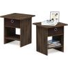 Furinno Dario End Table / Side Table / Night Stand / Bedside Table with Bin Drawer, 1-Pack, Light Blue/Light Blue(Columbia Walnut/Dark Brown)