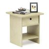 Furinno Dario End Table / Side Table / Night Stand / Bedside Table with Bin Drawer, 1-Pack, Light Blue/Light Blue(Cream Faux Marble/Ivory)