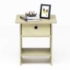 Furinno Dario End Table / Side Table / Night Stand / Bedside Table with Bin Drawer, 1-Pack, Light Blue/Light Blue(Cream Faux Marble/Ivory)