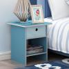Furinno Dario End Table / Side Table / Night Stand / Bedside Table with Bin Drawer, 1-Pack, Light Blue/Light Blue(Light Blue/Blue)