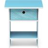 Furinno Dario End Table / Side Table / Night Stand / Bedside Table with Bin Drawer, 1-Pack, Light Blue/Light Blue(Light Blue/Blue)