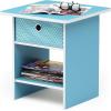 Furinno Dario End Table / Side Table / Night Stand / Bedside Table with Bin Drawer, 1-Pack, Light Blue/Light Blue(Light Blue/Blue)