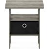 Furinno End Table, Bookcase and Storage Shelf 3-Tier Open Display French Oak Grey/Black