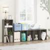 Furinno End Table, Bookcase and Storage Shelf 3-Tier Open Display French Oak Grey/Black