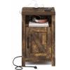 Furinno Farmhouse Nightstand with Charging Station, Bedside Table, Side Table, End Table with Door, USB Ports and Outlets, for Bedroom, Living Room, Amber Pine(Amber Pine)