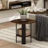 Furinno JAYA Side Table Set of 2, 2-Tier Round End Table with Oval Tabletop, Night Stand, Bedside Table with Open Shelf, for Living Room, Bedroom, Walnut(Amber Pine/Black)