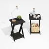 Furinno JAYA Side Table Set of 2, 2-Tier Round End Table with Oval Tabletop, Night Stand, Bedside Table with Open Shelf, for Living Room, Bedroom, Walnut(Black Espresso)