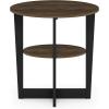 Furinno JAYA Side Table Set of 2, 2-Tier Round End Table with Oval Tabletop, Night Stand, Bedside Table with Open Shelf, for Living Room, Bedroom, Walnut(Columbia Walnut/Black)