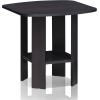 Furinno JAYA Side Table Set of 2, 2-Tier Round End Table with Oval Tabletop, Night Stand, Bedside Table with Open Shelf, for Living Room, Bedroom, Walnut(Dark Walnut)