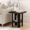 Furinno JAYA Side Table Set of 2, 2-Tier Round End Table with Oval Tabletop, Night Stand, Bedside Table with Open Shelf, for Living Room, Bedroom, Walnut(Espresso)