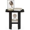 Furinno JAYA Side Table Set of 2, 2-Tier Round End Table with Oval Tabletop, Night Stand, Bedside Table with Open Shelf, for Living Room, Bedroom, Walnut(Espresso)