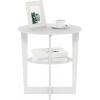 Furinno JAYA Side Table Set of 2, 2-Tier Round End Table with Oval Tabletop, Night Stand, Bedside Table with Open Shelf, for Living Room, Bedroom, Walnut(White)