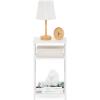 Furinno JUST Side Table, 3-Tier Turn-N-Tube End Table with Open Shelf, Round Curve Corner Night Stand, Bedside Table, Easy Assembly, for Living Room, Bedroom, White(White/White)