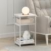 Furinno JUST Side Table, 3-Tier Turn-N-Tube End Table with Open Shelf, Round Curve Corner Night Stand, Bedside Table, Easy Assembly, for Living Room, Bedroom, White(White/White)