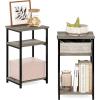 Furinno JUST Side Table, 3-Tier Turn-N-Tube End Table with Open Shelf, Round Curve Corner Night Stand, Bedside Table, Easy Assembly, for Living Room, Bedroom, White(Grey Oak)