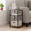 Furinno JUST Side Table, 3-Tier Turn-N-Tube End Table with Open Shelf, Round Curve Corner Night Stand, Bedside Table, Easy Assembly, for Living Room, Bedroom, White(French Oak)