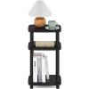 Furinno JUST Side Table, 3-Tier Turn-N-Tube End Table with Open Shelf, Round Curve Corner Night Stand, Bedside Table, Easy Assembly, for Living Room, Bedroom, White(Americano/Black)