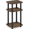 Furinno JUST Side Table, 3-Tier Turn-N-Tube End Table with Open Shelf, Round Curve Corner Night Stand, Bedside Table, Easy Assembly, for Living Room, Bedroom, White(Columbia Walnut/Black)