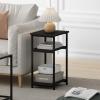 Furinno JUST Side Table, 3-Tier Turn-N-Tube End Table with Open Shelf, Round Curve Corner Night Stand, Bedside Table, Easy Assembly, for Living Room, Bedroom, White(Espresso)
