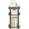 Furinno JUST Side Table, 3-Tier Turn-N-Tube End Table with Open Shelf, Round Curve Corner Night Stand, Bedside Table, Easy Assembly, for Living Room, Bedroom, White(Columbia Walnut/Black)