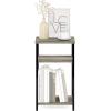 Furinno JUST Side Table, 3-Tier Turn-N-Tube End Table with Open Shelf, Round Curve Corner Night Stand, Bedside Table, Easy Assembly, for Living Room, Bedroom, White(French Oak)