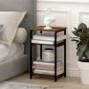 Furinno JUST Side Table, 3-Tier Turn-N-Tube End Table with Open Shelf, Round Curve Corner Night Stand, Bedside Table, Easy Assembly, for Living Room, Bedroom, White(Amber Pine)