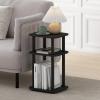 Furinno JUST Side Table, 3-Tier Turn-N-Tube End Table with Open Shelf, Round Curve Corner Night Stand, Bedside Table, Easy Assembly, for Living Room, Bedroom, White(Americano/Black)