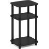 Furinno JUST Side Table, 3-Tier Turn-N-Tube End Table with Open Shelf, Round Curve Corner Night Stand, Bedside Table, Easy Assembly, for Living Room, Bedroom, White(Americano/Black)