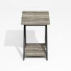 Furinno Modern Simplistic Criss-Crossed End Table, Side Table, Grey Oak/Black (Pack of 2)(2-Pack  X-Legs)