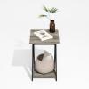 Furinno Modern Simplistic Criss-Crossed End Table, Side Table, Grey Oak/Black (Pack of 2)(2-Pack  X-Legs)