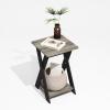 Furinno Modern Simplistic Criss-Crossed End Table, Side Table, Grey Oak/Black (Pack of 2)(2-Pack  X-Legs)