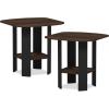Furinno SIMPLE DESIGN Side Table Set of 2, 2-Tier Modern End Table with Soft Edges, Open Shelves Night Stand, Bedside Table, for Living Room, Bedroom, Columbia Walnut(1)