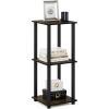Furinno SIMPLISTIC Side Table Set of 2, 2-Tier Square Modern End Table, Nightstand, Night Stand, Bedside Table, Toolless Assembly, for Living Room, Bedroom, Americano(Columbia Walnut/Black)