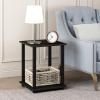 Furinno SIMPLISTIC Side Table Set of 2, 2-Tier Square Modern End Table, Nightstand, Night Stand, Bedside Table, Toolless Assembly, for Living Room, Bedroom, Americano(Espresso/Black)