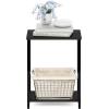 Furinno SIMPLISTIC Side Table Set of 2, 2-Tier Square Modern End Table, Nightstand, Night Stand, Bedside Table, Toolless Assembly, for Living Room, Bedroom, Americano(Espresso)