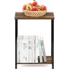 Furinno SIMPLISTIC Side Table Set of 2, 2-Tier Square Modern End Table, Nightstand, Night Stand, Bedside Table, Toolless Assembly, for Living Room, Bedroom, Americano(Amber Pine)